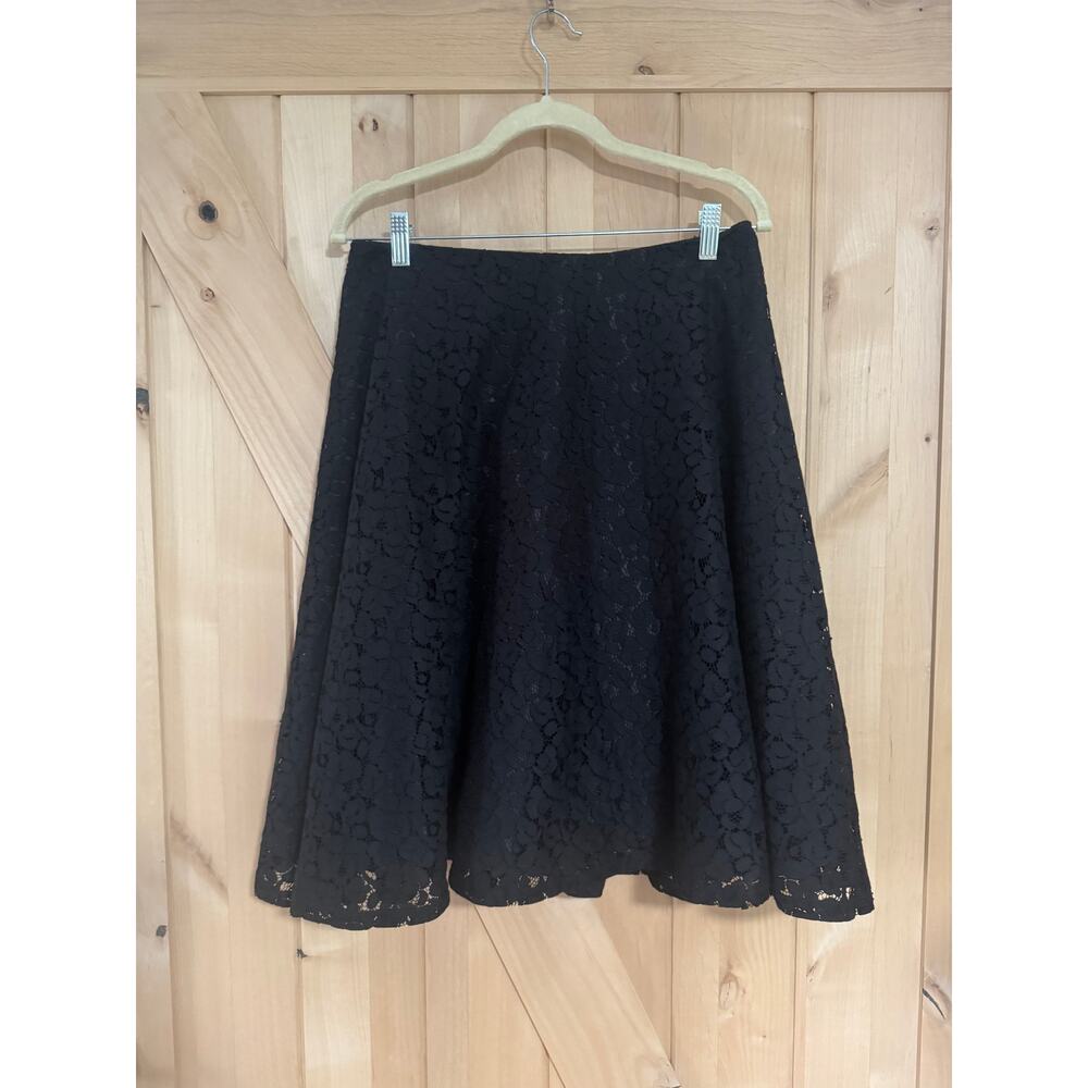Pringle of Scotland | Black Lace Short Flare Skirt | EU Size 12 (US size 8)